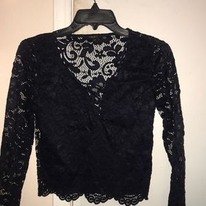 semi cropped dark blue laced top